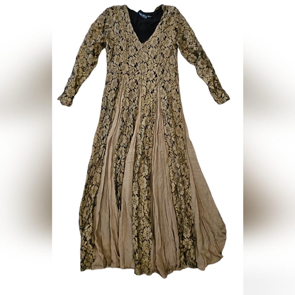 Vintage by Starina‎ laced golden dress size S